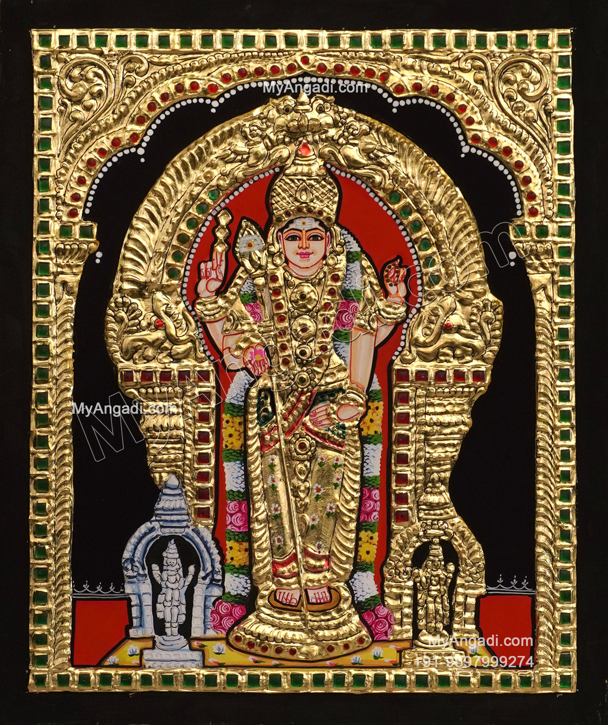 5 Set Ganesha Murugan Balaji Lakshmi Saraswathi Tanjore painting