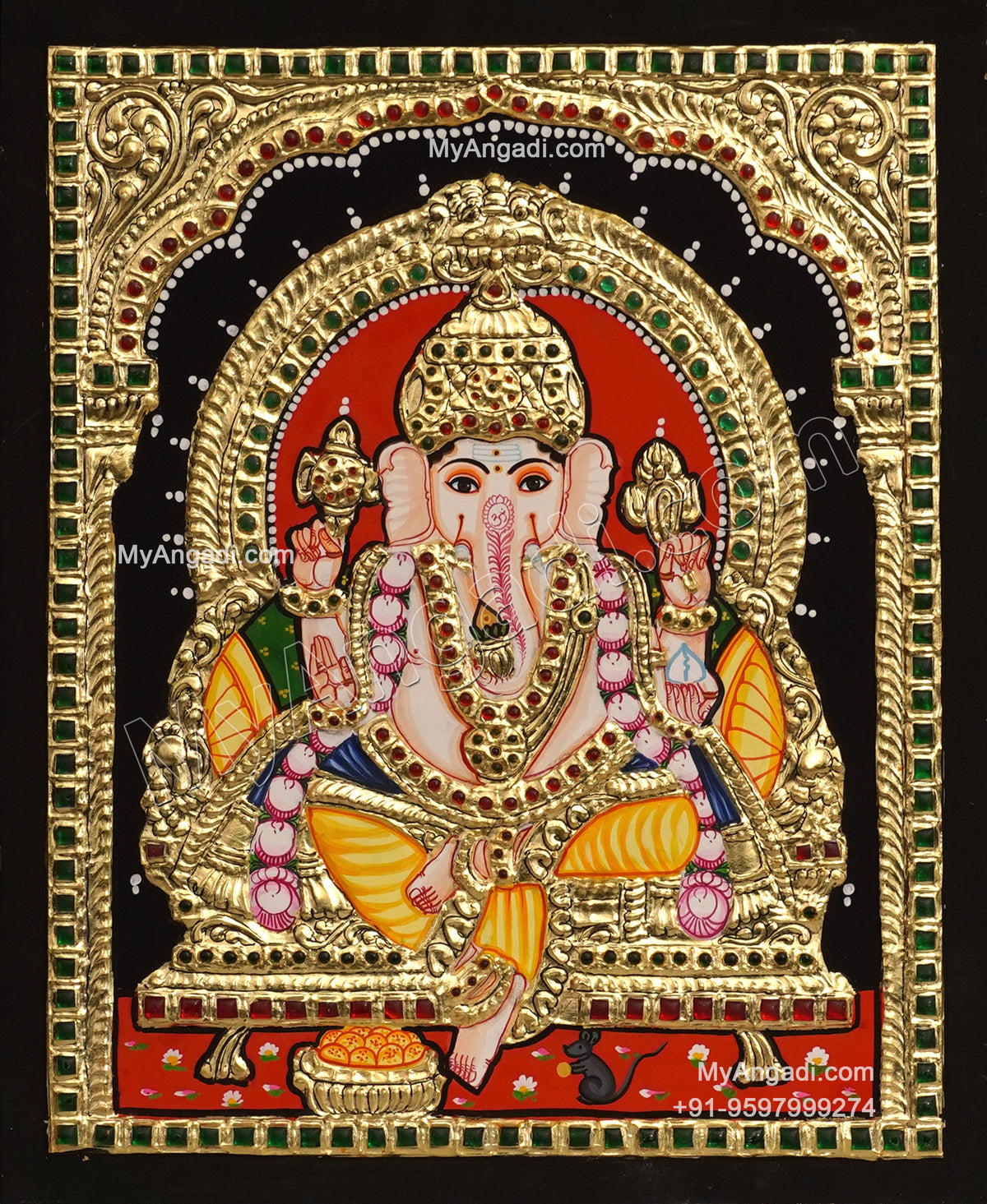 5 Set Ganesha Murugan Balaji Lakshmi Saraswathi Tanjore painting
