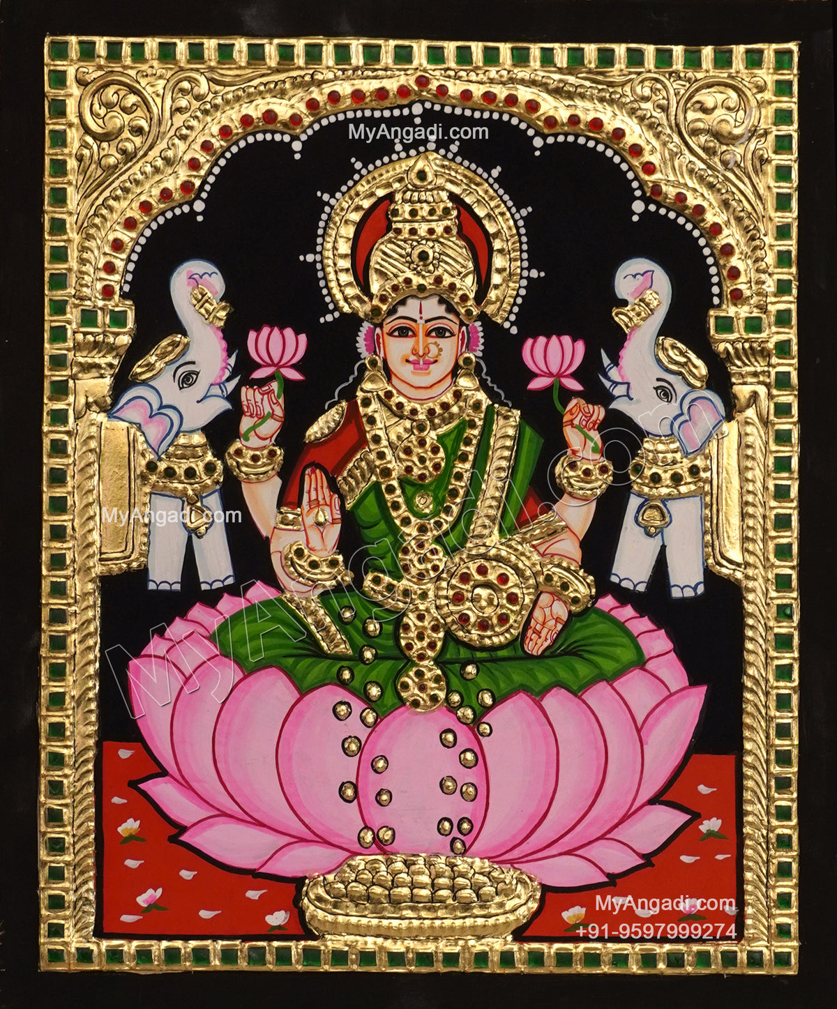 5 Set Ganesha Murugan Balaji Lakshmi Saraswathi Tanjore painting
