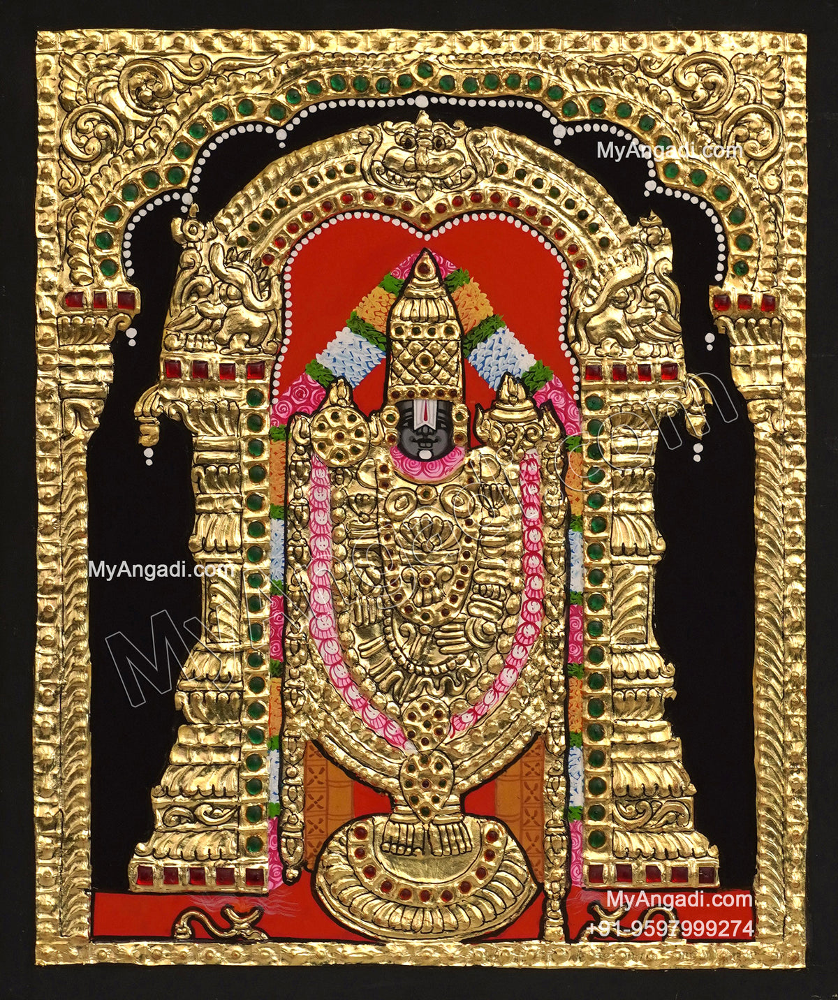 5 Set Ganesha Murugan Balaji Lakshmi Saraswathi Tanjore painting