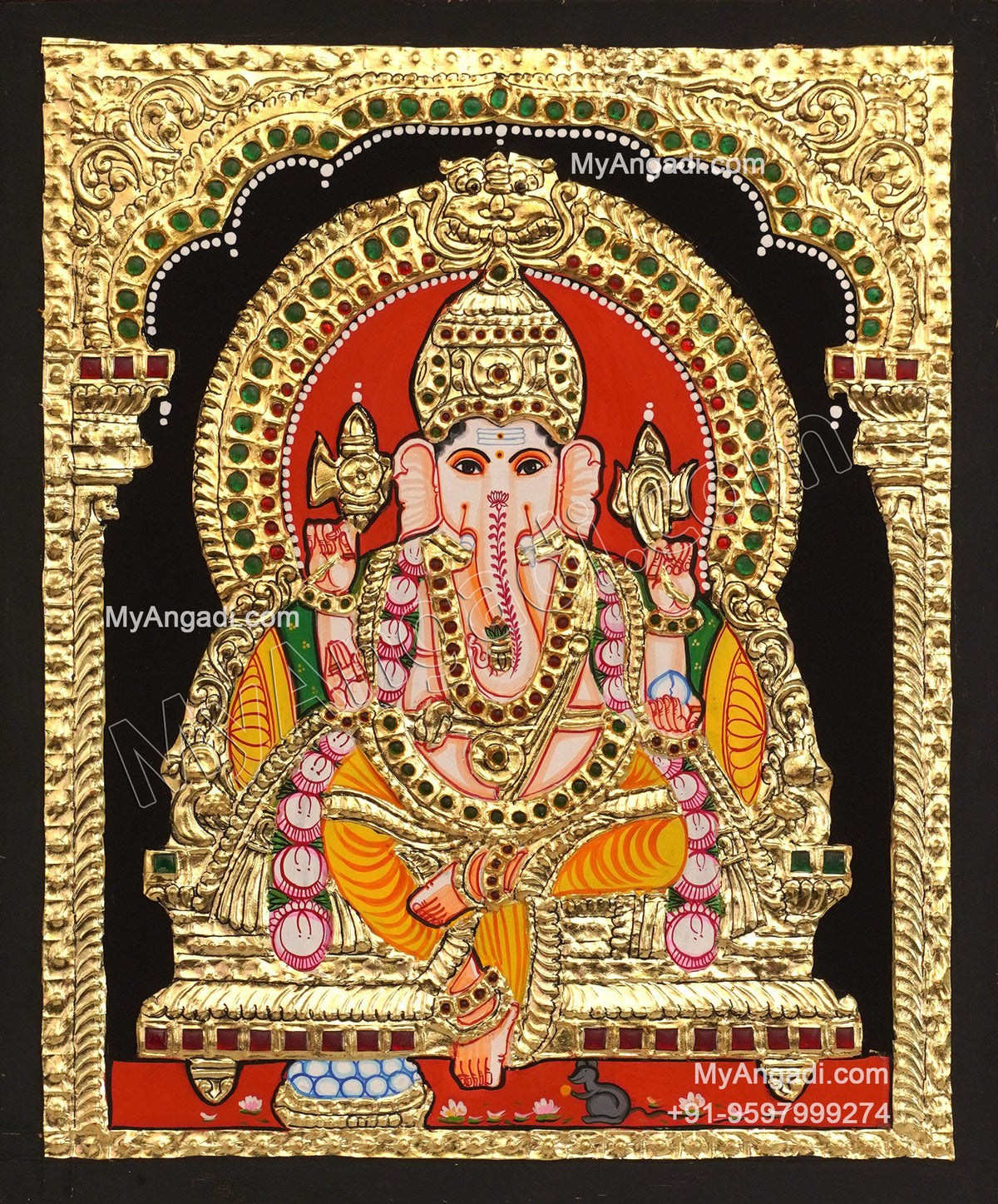 5 Set Ganesha Murugan Balaji Lakshmi Saraswathi Tanjore painting