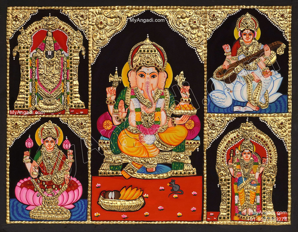 5 PanelTanjore Painting