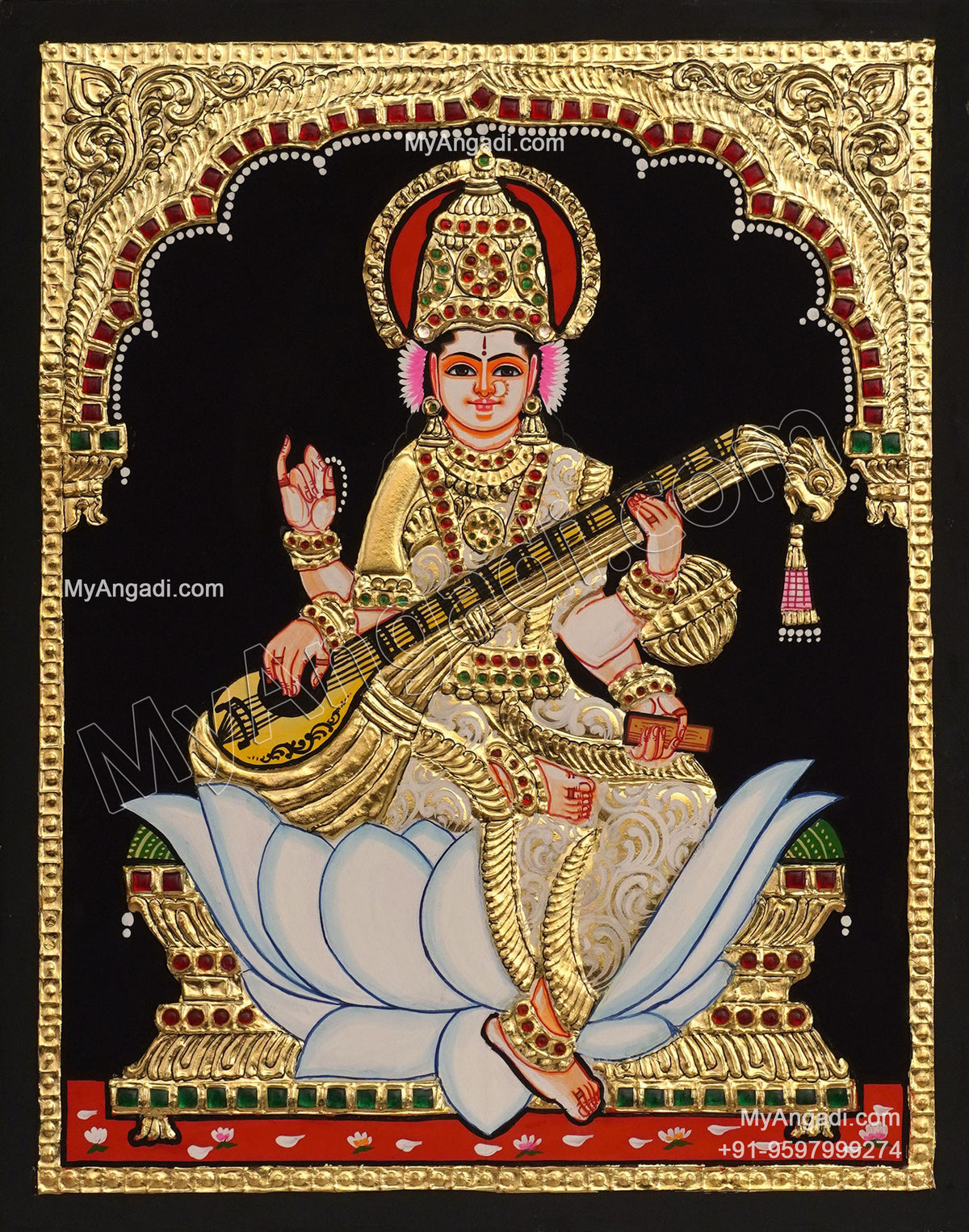 5 Set Ganesha Murugan Balaji Lakshmi Saraswathi Tanjore painting