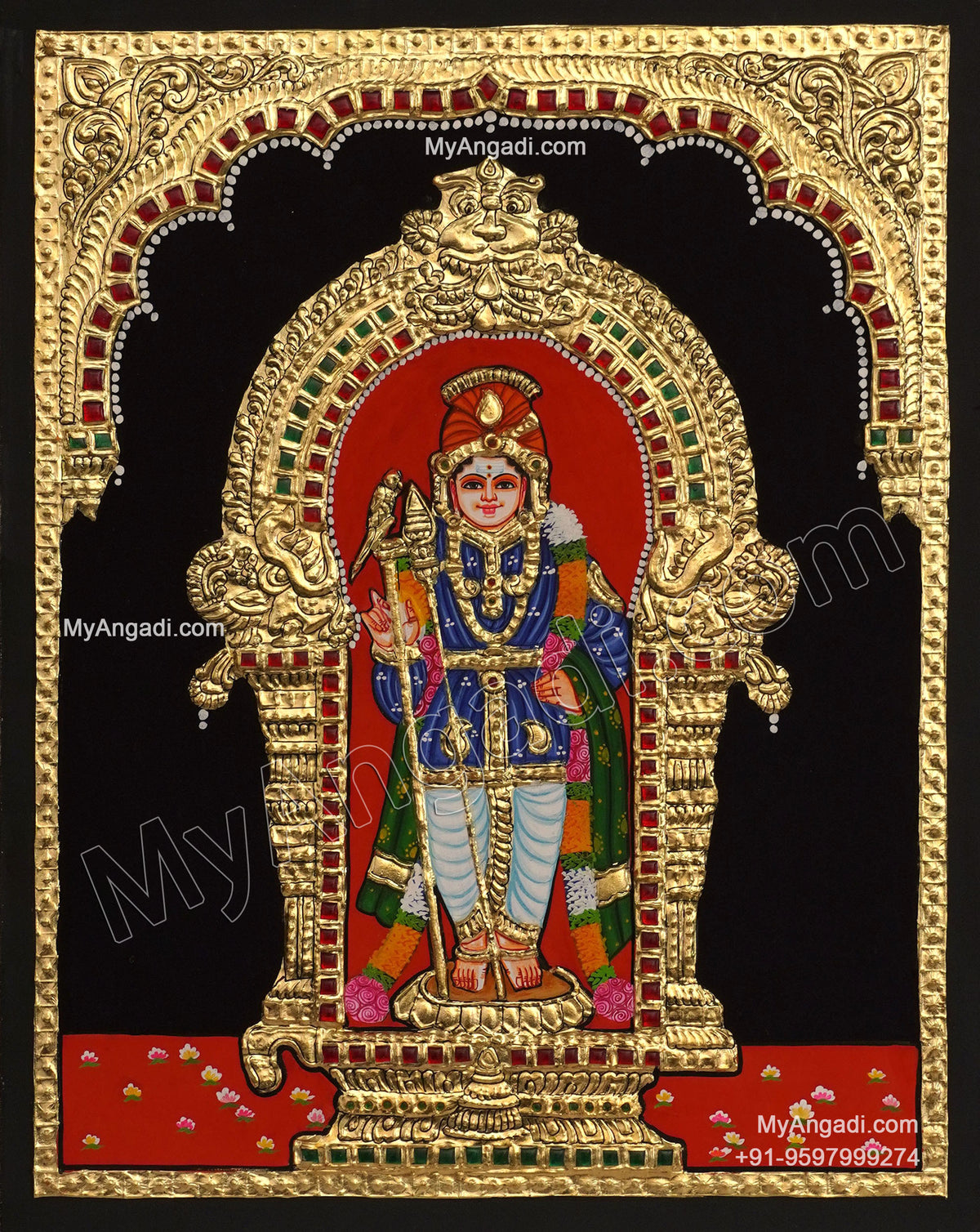 5 Set Ganesha Murugan Balaji Lakshmi Saraswathi Tanjore painting