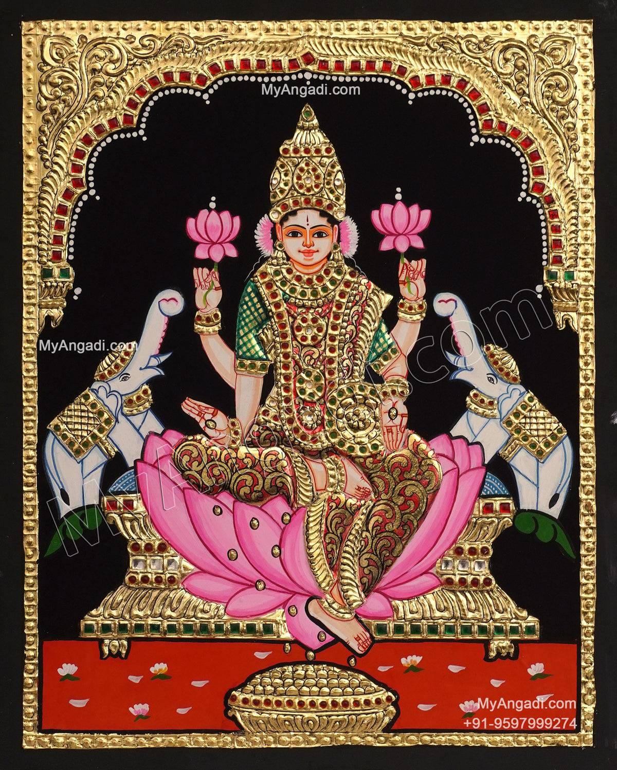 5 Set Ganesha Murugan Balaji Lakshmi Saraswathi Tanjore painting