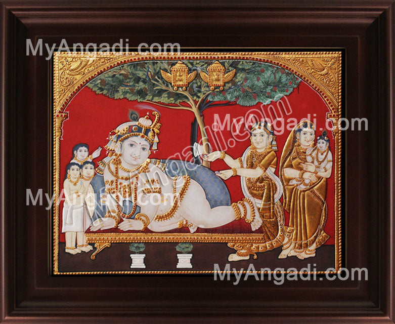 Antique Tree Krishna Tanjore Painting, Krishna Tanjore Painting