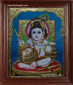 Butter Krishna Tanjore Painting, Baby Krishna Tanjore Painting