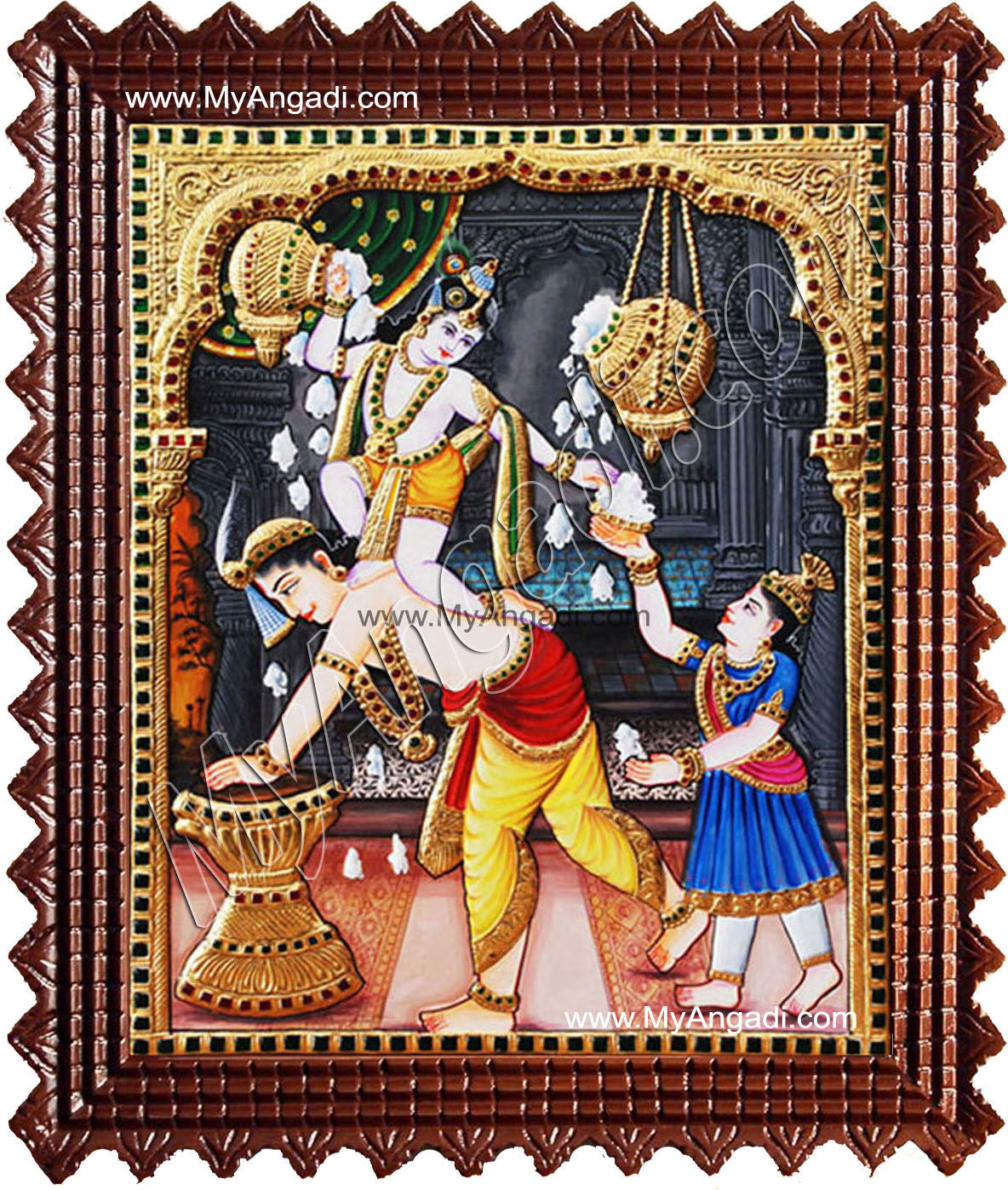 Butter Krishna Tanjore Painting, Baby Krishna Tanjore Painting