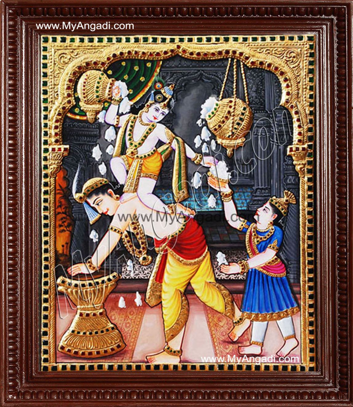 Butter Krishna Tanjore Painting, Baby Krishna Tanjore Painting