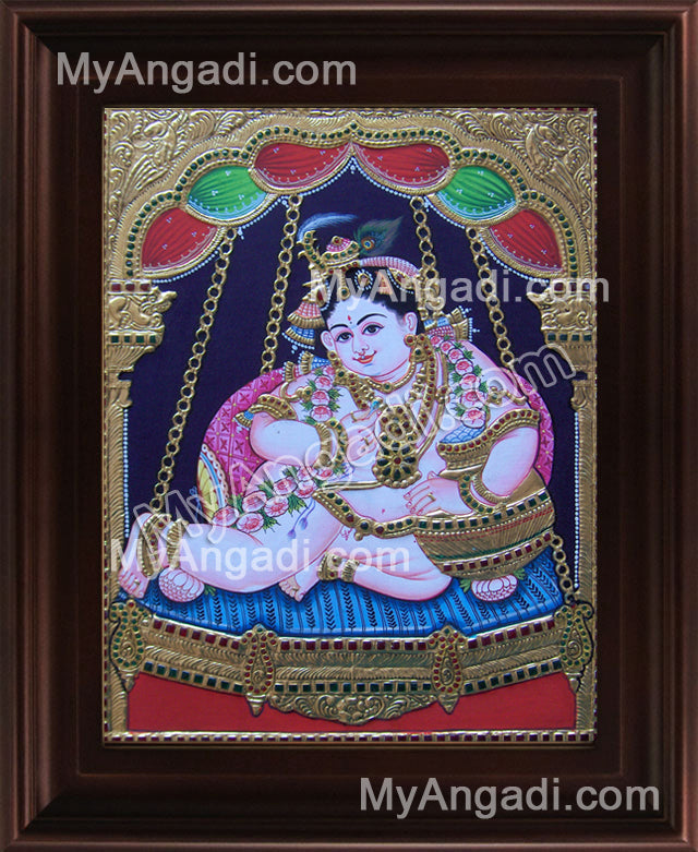 Butter Krishna Tanjore Painting, Baby Krishna Tanjore Painting