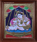 Butter Krishna Tanjore Painting, Baby Krishna Tanjore Painting