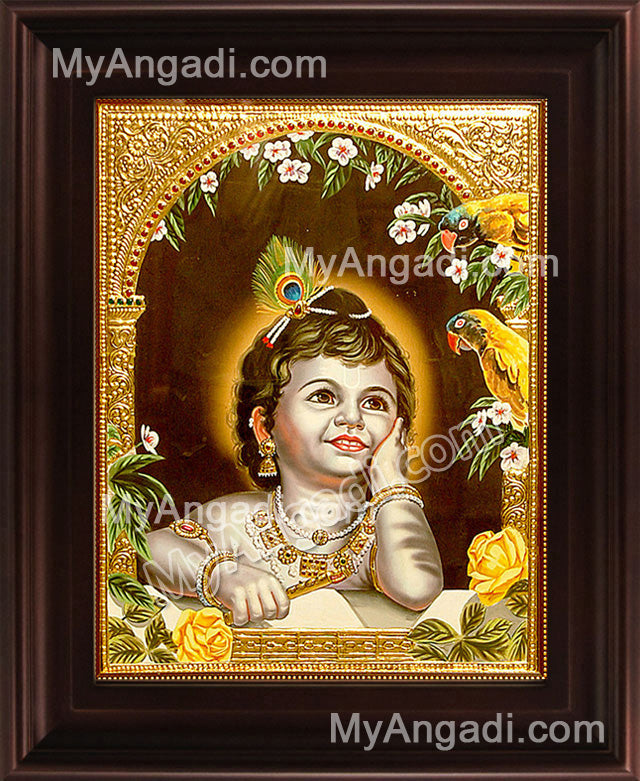 Child Krishna Tanjore Painting, Baby Krishna Tanjore Painting