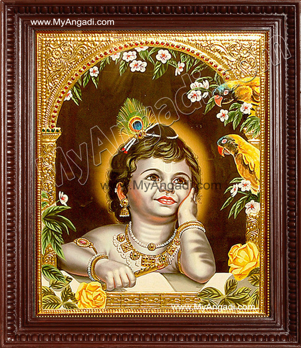 Child Krishna Tanjore Painting, Baby Krishna Tanjore Painting