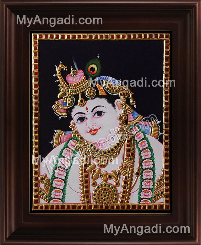 Face Krishna Tanjore Painting, Krishna Tanjore Painting