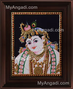 Face Krishna Tanjore Painting, Krishna Tanjore Painting