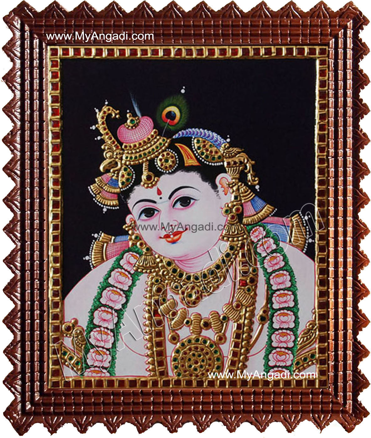 Face Krishna Tanjore Painting, Krishna Tanjore Painting