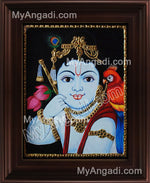 Face Krishna Tanjore Painting, Krishna Tanjore Painting