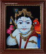 Face Krishna Tanjore Painting, Krishna Tanjore Painting