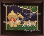 Geetha Saaram Tanjore Painting, Krishna Arjuna Chariot Tanjore Painting
