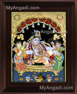 Krishna Bama Rukmani Tanjore Painting, Krishna Tanjore Painting