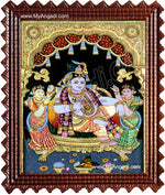 Krishna Bama Rukmani Tanjore Painting, Krishna Tanjore Painting