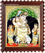 Krishna With Flute Tanjore Painting, Krishna Tanjore Painting