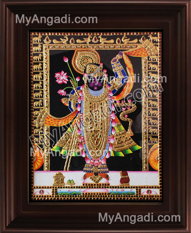 North India Krishna Tanjore Painting, Shrinathji Tanjore Painting