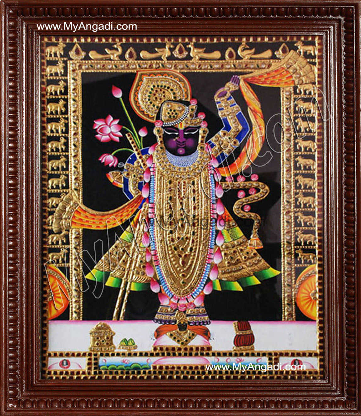 North India Krishna Tanjore Painting, Shrinathji Tanjore Painting
