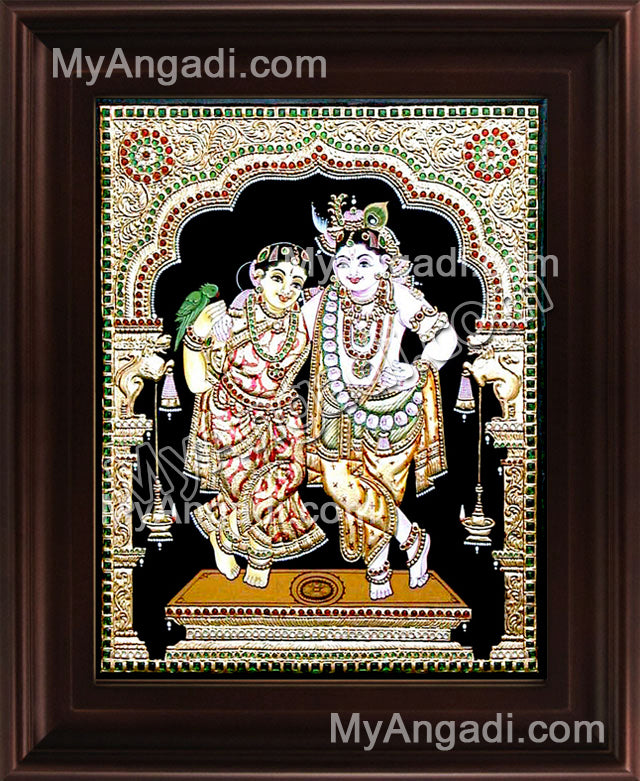 Rukmani Krishna Tanjore Painting, Krishna Tanjore Painting