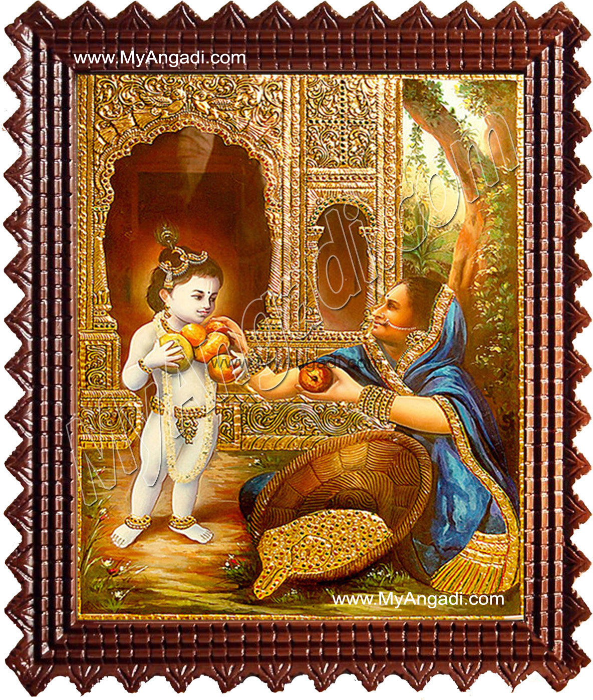 Palace Krishna Fruit Tanjore Painting, Krishna Tanjore Painting