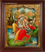 Swinging Radha Krishna Tanjore Painting, Krishna Tanjore Painting