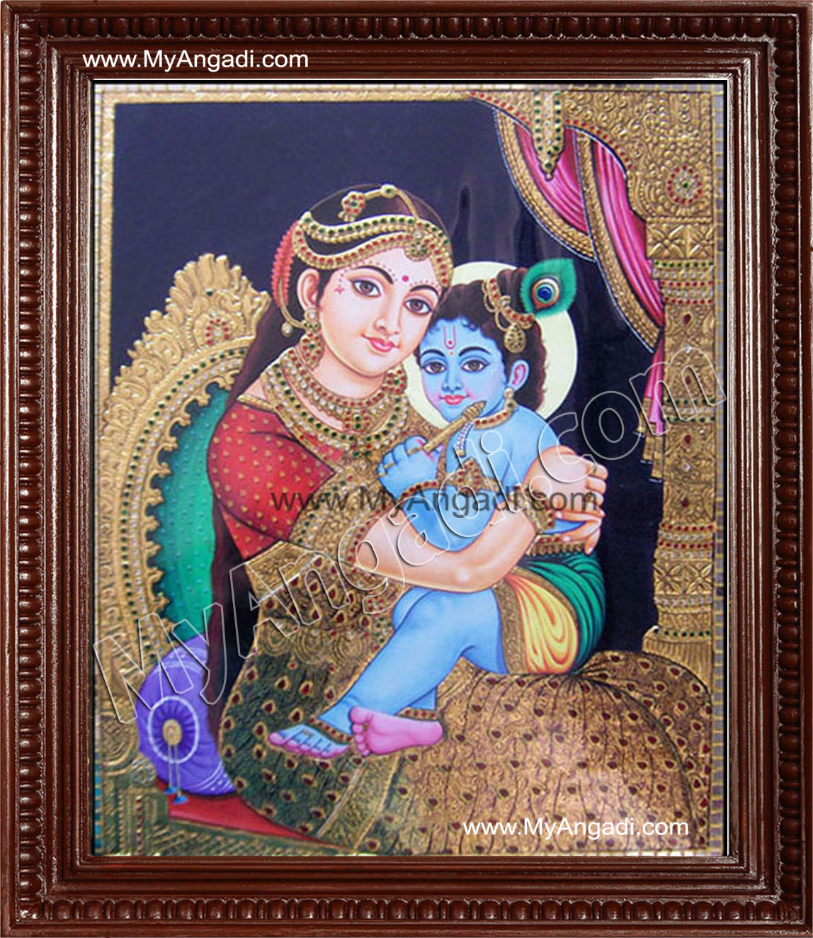 Yasodha Krishna Tanjore Painting, Krishna Tanjore Painting