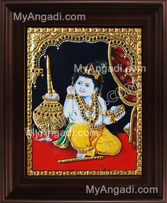 Vennai Thali Krishna Tanjore Painting, Krishna Tanjore Painting