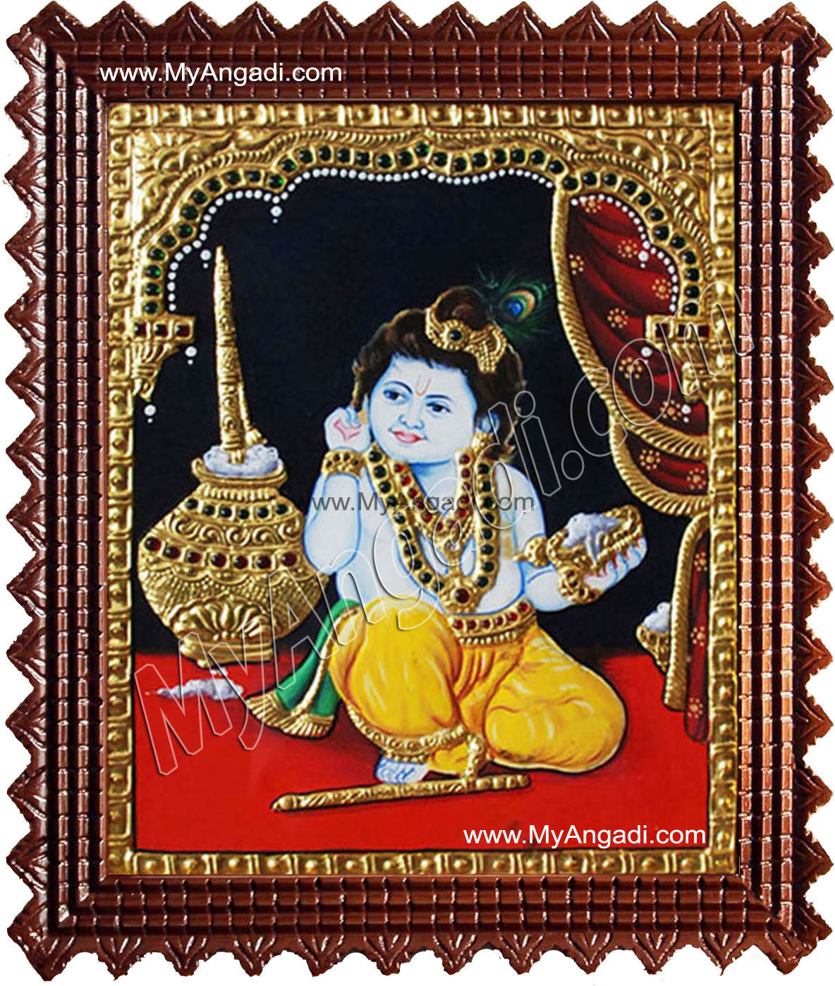 Vennai Thali Krishna Tanjore Painting, Krishna Tanjore Painting
