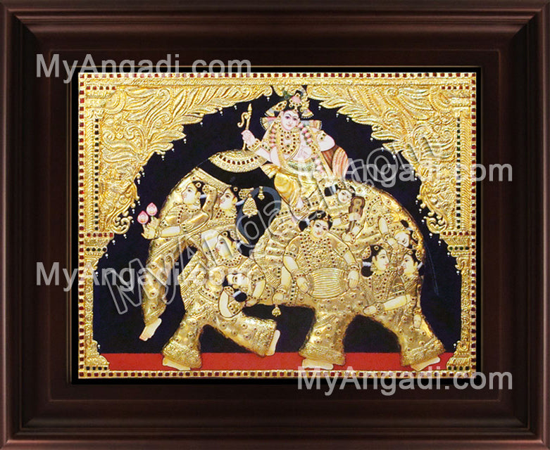 Iyravatham Tanjore Painting, Elephant Tanjore Painting