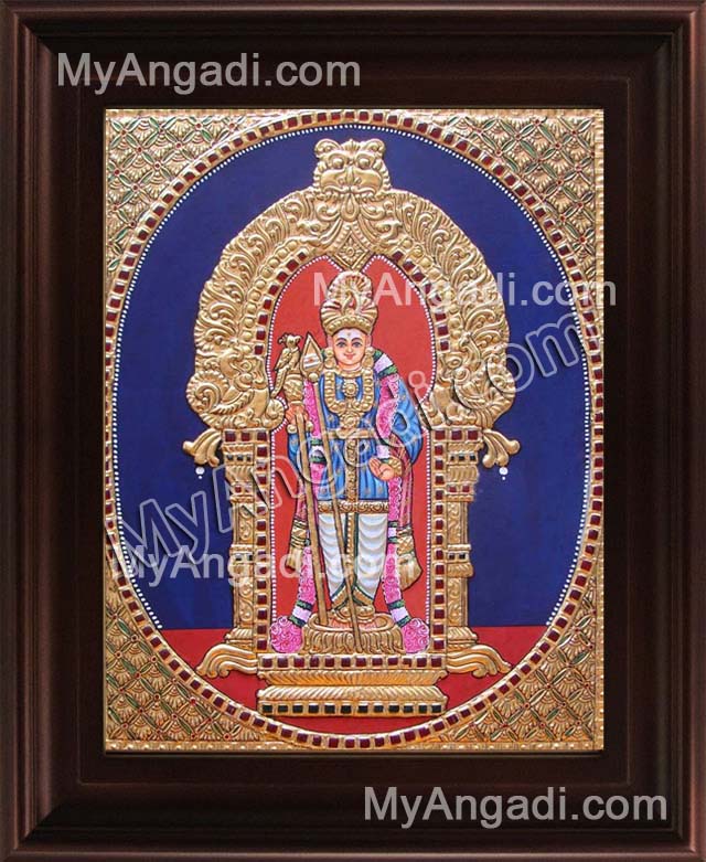 Oval Murugan Tanjore Painting, Murugar Tanjore Painting