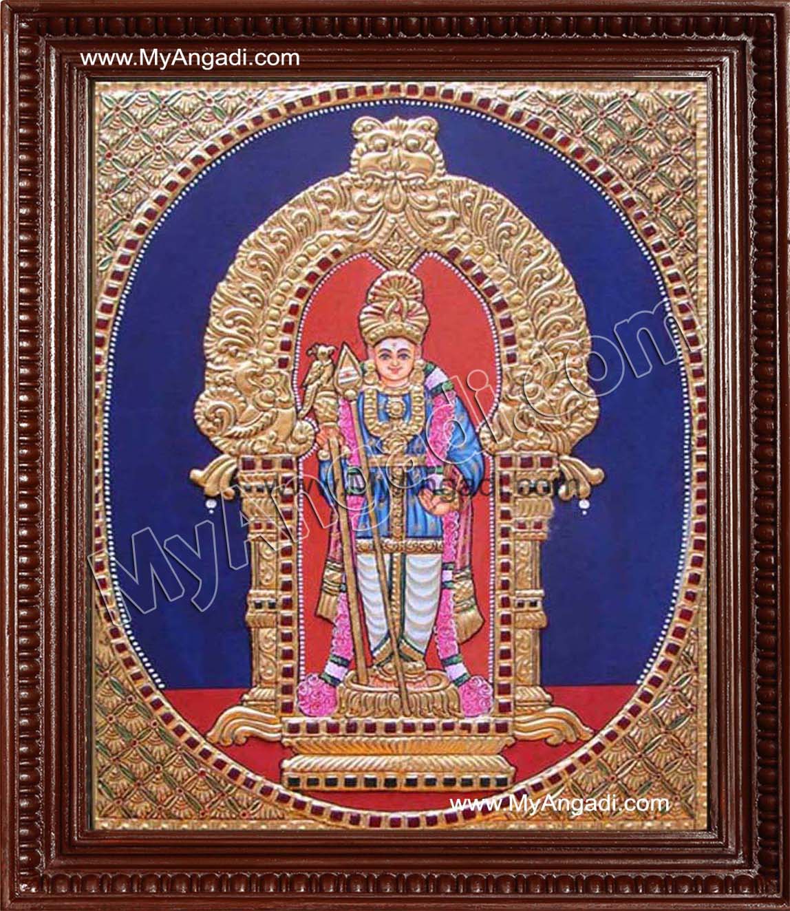 Oval Murugan Tanjore Painting, Murugar Tanjore Painting