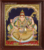 Saraswathi Tanjore Painting, Traditional Saraswathi Tanjore Painting