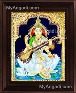 Saraswathi Tanjore Painting, Traditional Saraswathi Tanjore Painting