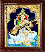 Saraswathi Tanjore Painting, Traditional Saraswathi Tanjore Painting