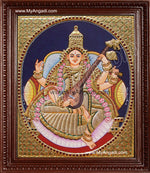 Oval Saraswathi Tanjore Painting, Traditional Saraswathi Tanjore Painting