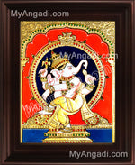 Dancing Ganesha Tanjore Painting, Ganesha Tanjore Painting