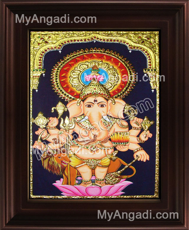 Kan Drishti Ganesha Tanjore Painting, Ganesha Tanjore Painting