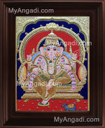 Mantap Ganesha Tanjore Painting, Ganesha Tanjore Painting