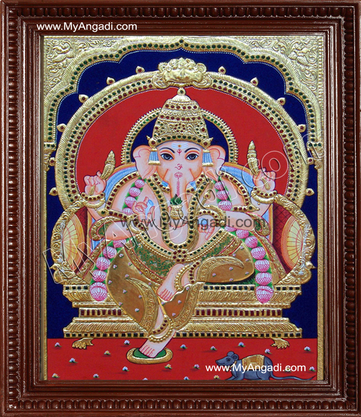 Mantap Ganesha Tanjore Painting, Ganesha Tanjore Painting