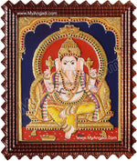 Straight Face Ganesha Tanjore Painting, Ganesha Tanjore Painting