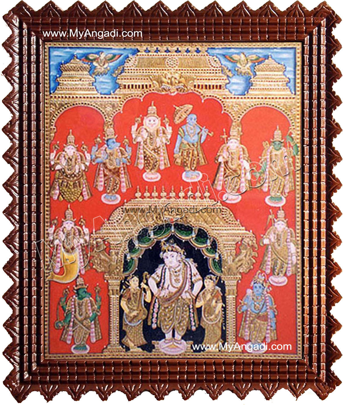 Dasavatharam Tanjore Painting, Vishnu Avatharam Tanjore Painting