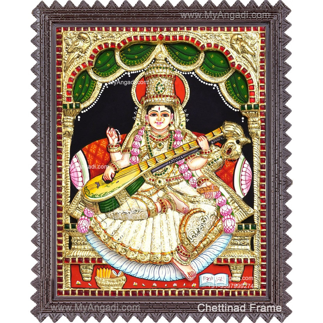 Saraswathi 3D Tanjore Painting