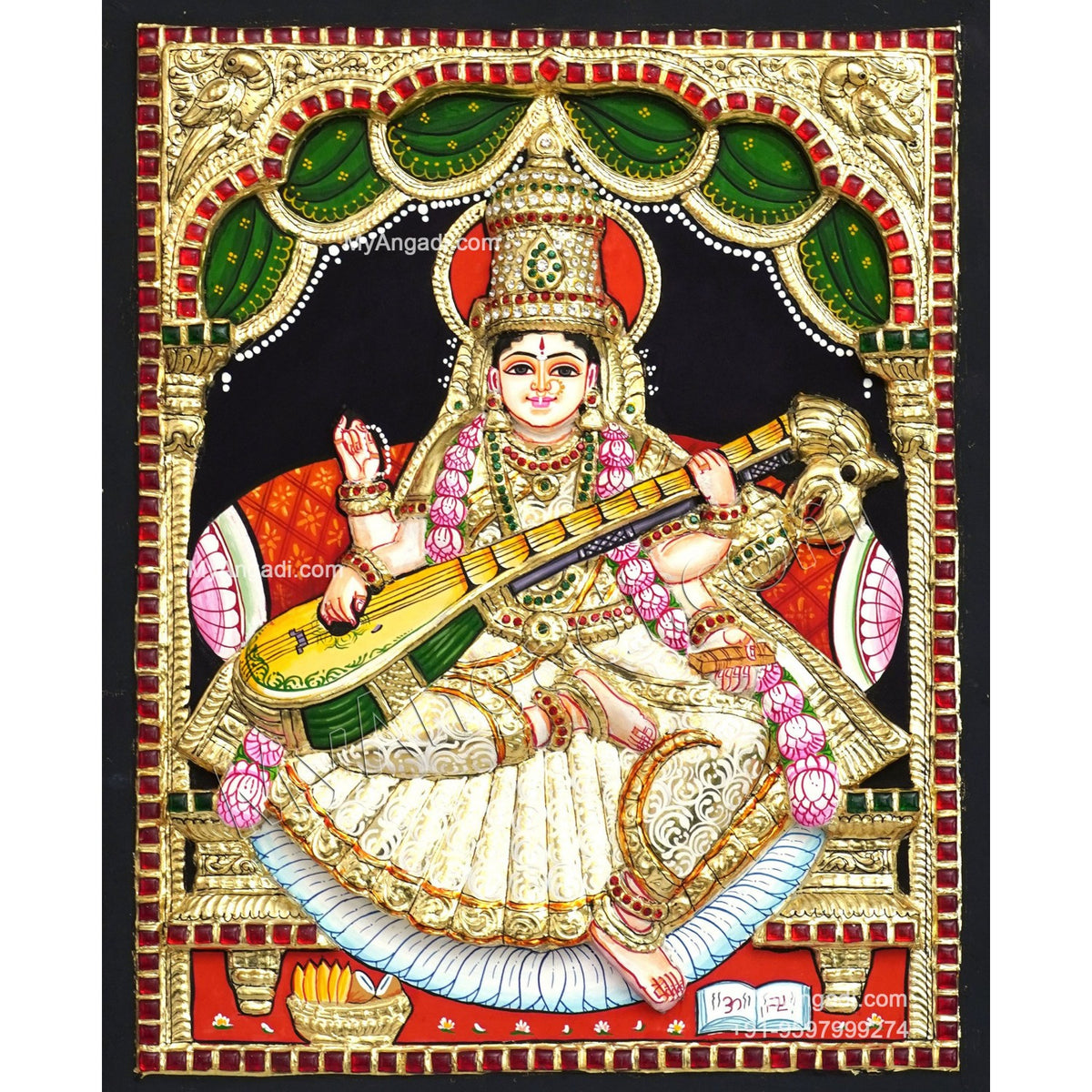 Saraswathi 3D Tanjore Painting