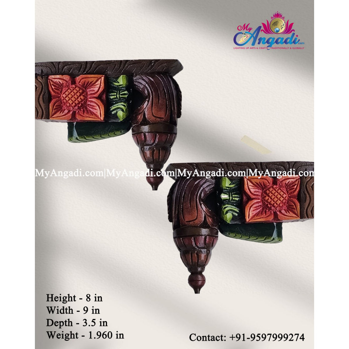 Vagai Wood Floral Wall Brackets